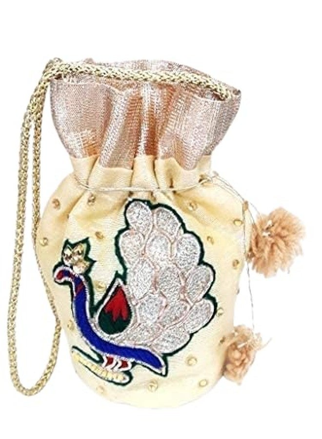 Parakh Beige Golden Colour Potli For Women (Set Of 1) - Image 1
